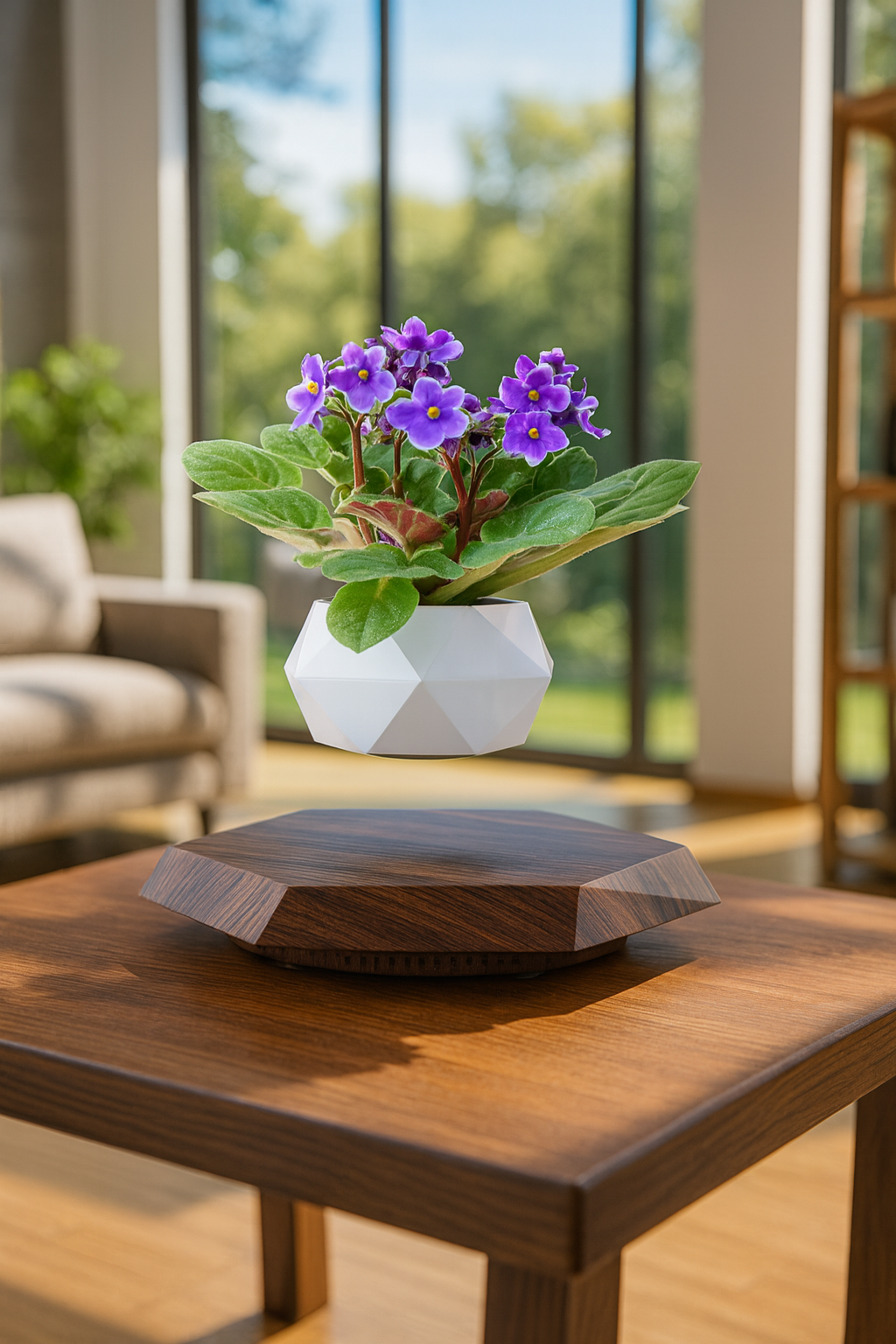 Levitating - Floating Flower Pot with Wood Base ©